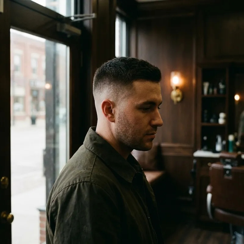 A fresh fade catching the afternoon light by the front door.